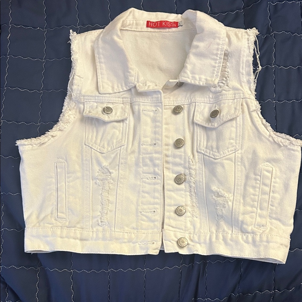 Hot Kiss White Denim Vest